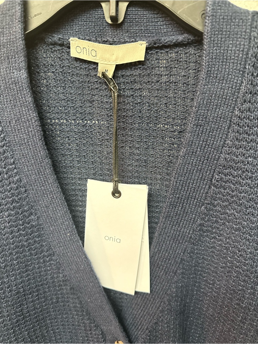 Onia Navy V-Neck Button Front Cardigan - Picture 3 of 6